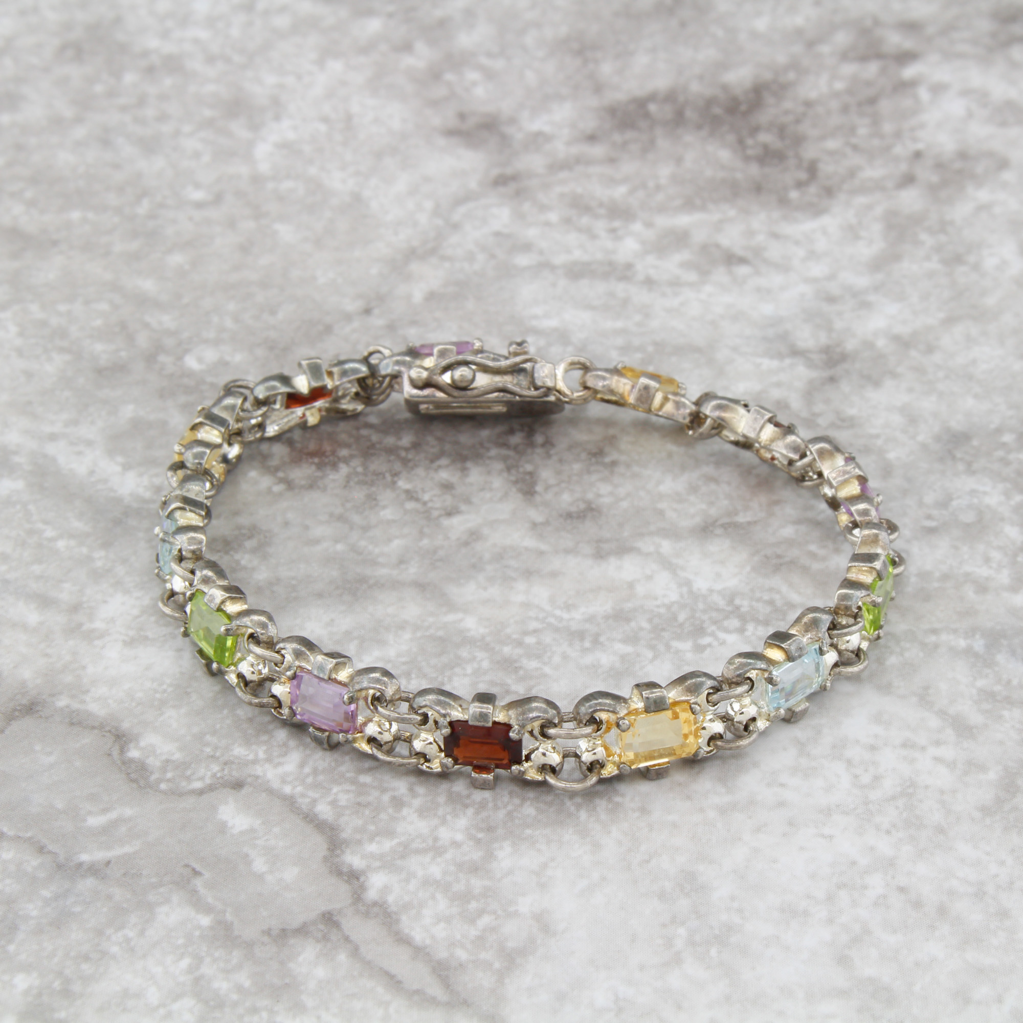 Semi Precious Gemstone Bracelet QVC 925 Sterling Silver Multi Color eBay